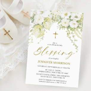 Invitación de bendición de bebé cristiano con cruz