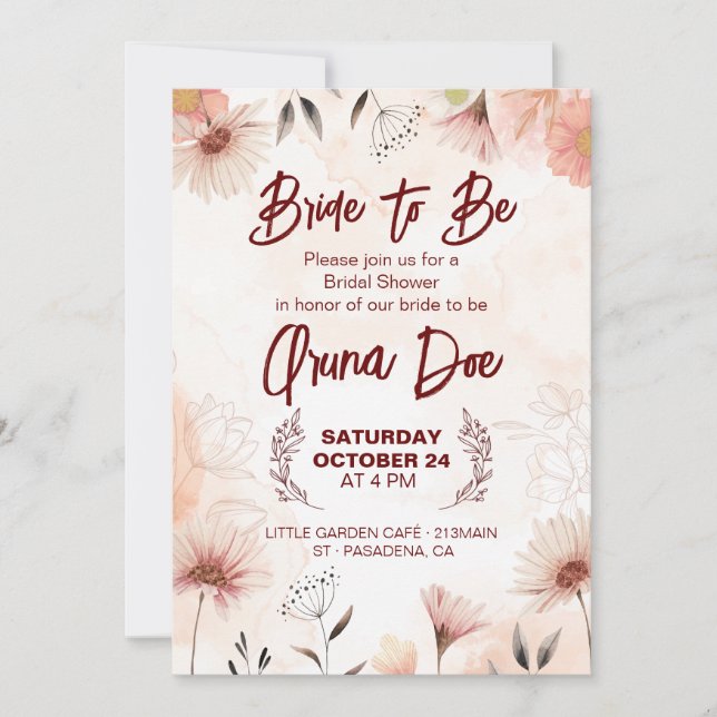 invitación de bendición para la novia próxima (Anverso)