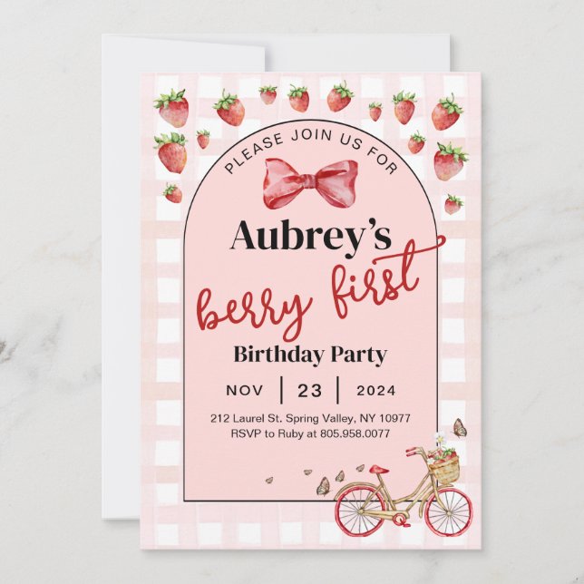 Invitación de Berry First Birthday (Anverso)