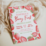 Invitación de Berry First Birthday | Fresa<br><div class="desc">Invitación a Berry el primer cumpleaños. ¡Listo para ser personalizado por usted!</div>