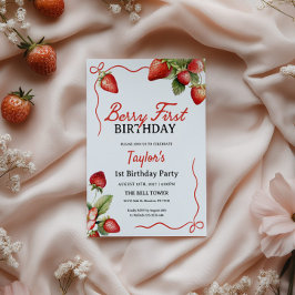 Invitación de Berry First Birthday | Fresa 1.ª