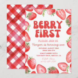 Invitación de Berry First Birthday | Fresa retro