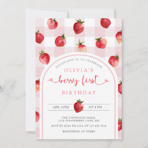 Invitación de Berry First Birthday   Fresas