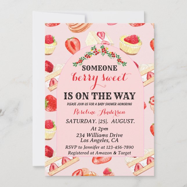 Invitación de Berry Sweet Baby Shower (Anverso)