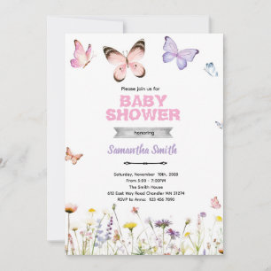 Invitación de Besos de Mariposa y Deseos de Bebé