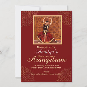 Invitación de Bharatanatyam Arangetram con tu foto