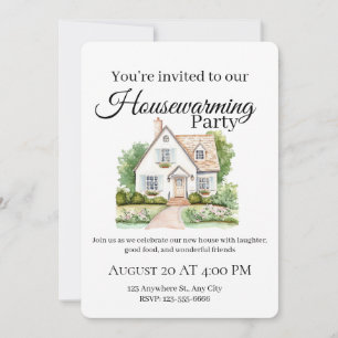 Invitación de bienvenida a casa con acuarela