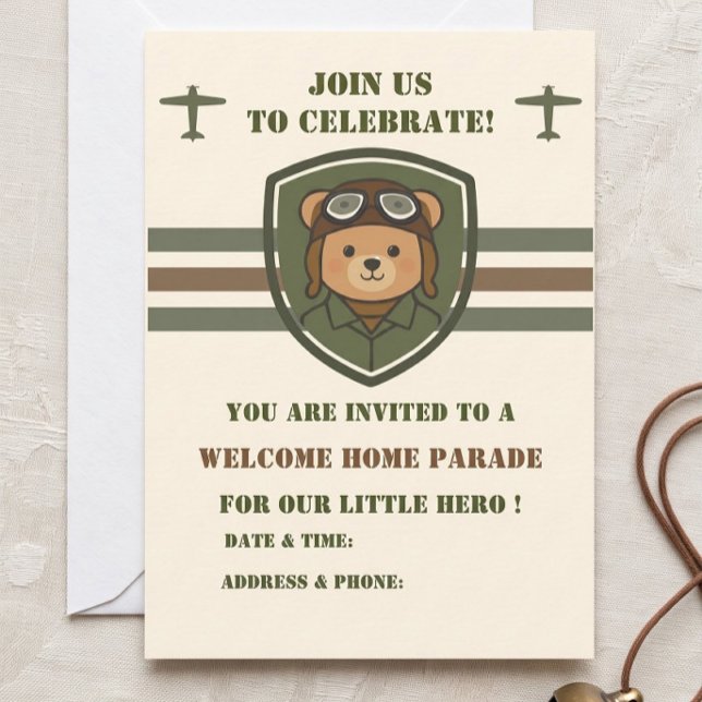 Invitación de bienvenida a casa para el oso aviado (Subido por el creador)