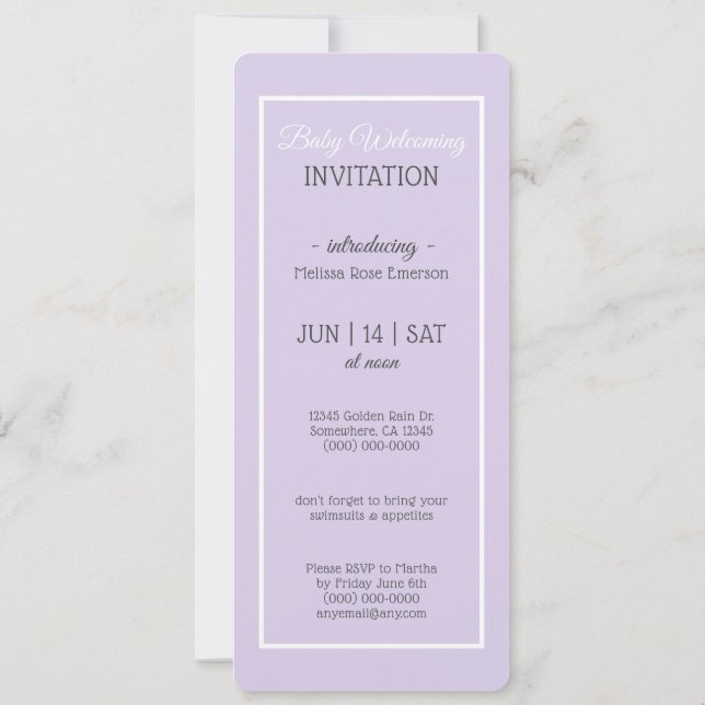 Invitación de Bienvenida al Bebé/Presentación del  (Reverso)