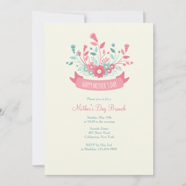 Invitación de bienvenida al Día de la Madre (Anverso)