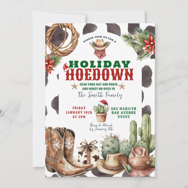 Invitación de bienvenida de vacaciones de Cowboy (Anverso)