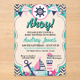Invitación de bienvenida para baby shower náutico