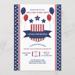 Invitación de Bienvenida Rojo Blanco y Azul a Casa