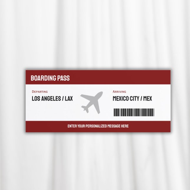 Invitación de billete para avión con tarjeta de em (Surprise Boarding Pass Plane Ticket Invitation)