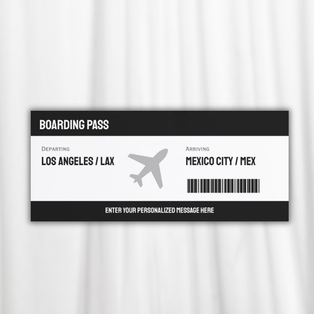 Invitación de billete para avión con tarjeta de em (Surprise Boarding Pass Plane Ticket Invitation)