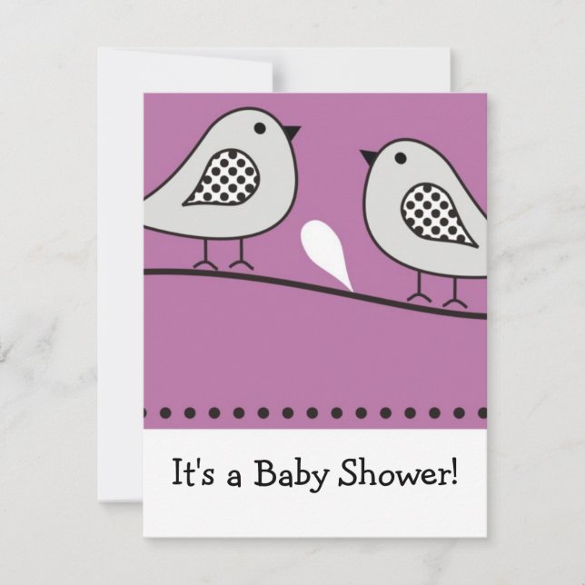 Invitación de Bird Baby Shower : ::Rosa (Anverso)