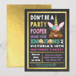 Invitación de Birthay del unicornio de Pooper del