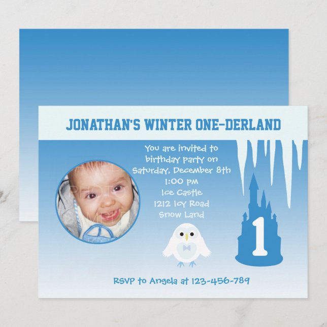 Invitación de Birthday Boy Winter (Anverso / Reverso)