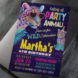 Invitación de BIrthday de color animal Fiesta tigr