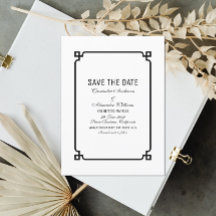 Invitación de Black Deco Chic para guardar la fech