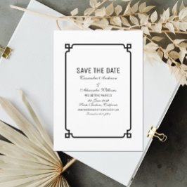 Invitación de Black Deco Chic para guardar la fech
