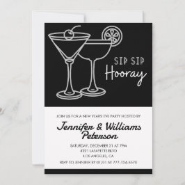 Invitación de Black New Year's eve Cocktail