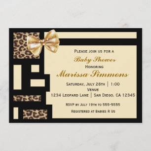 Invitación de bloque de color de leopardo negro cr