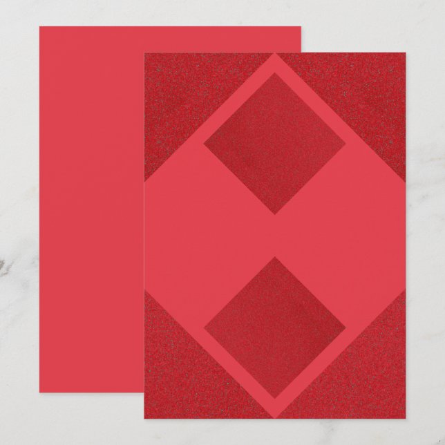 Invitación de Bloque de Diamante Rojo de Tomate –  (Anverso / Reverso)