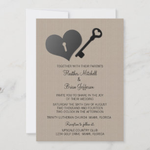 Invitación de bloqueo cardíaco beige y matrimonio 