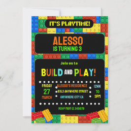 Invitación de Bloques de Construcción Fiesta Digit