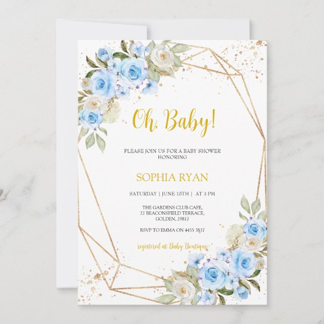 Invitación de Blue Baby Shower Boy (Anverso)