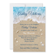 Invitación de Blue Beach Waves Bat Mitzvah