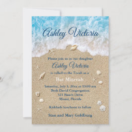 Invitación de Blue Beach Waves Bat Mitzvah