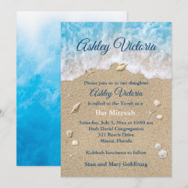 Invitación de Blue Beach Waves Bat Mitzvah