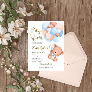 Invitación de Blue Bear Spanish Baby Shower Boy