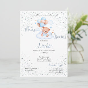 Invitación de Blue Bear Spanish Baby Shower Boy