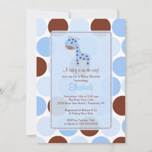 Invitación de Blue Giraffe Boy Baby Shower