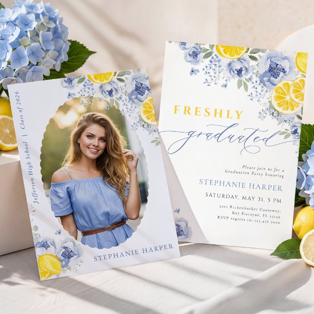 Invitación de Blue Lemon Recién Graduado (Subido por el creador)