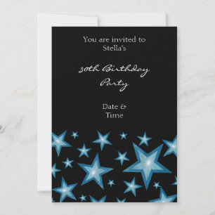 Invitación de Blue Stars negro vertical