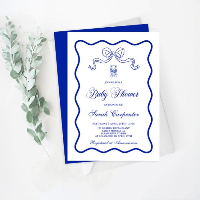 Invitación de Blue Vintage Baby Shower Boy (Subido por el creador)
