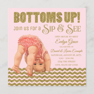 Invitación de Blush Pink Gold para Chicas para Bri