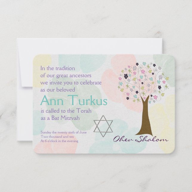 Invitación de Bnai Mitzvah del palo de la barra (Anverso)