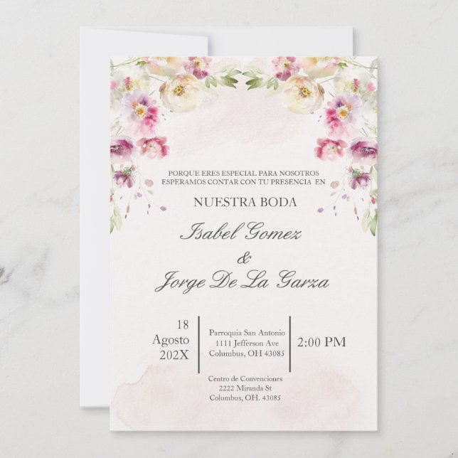 Invitación de boda (Anverso)