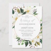 Invitación de boda 1 de Floral Blanco y Verdor