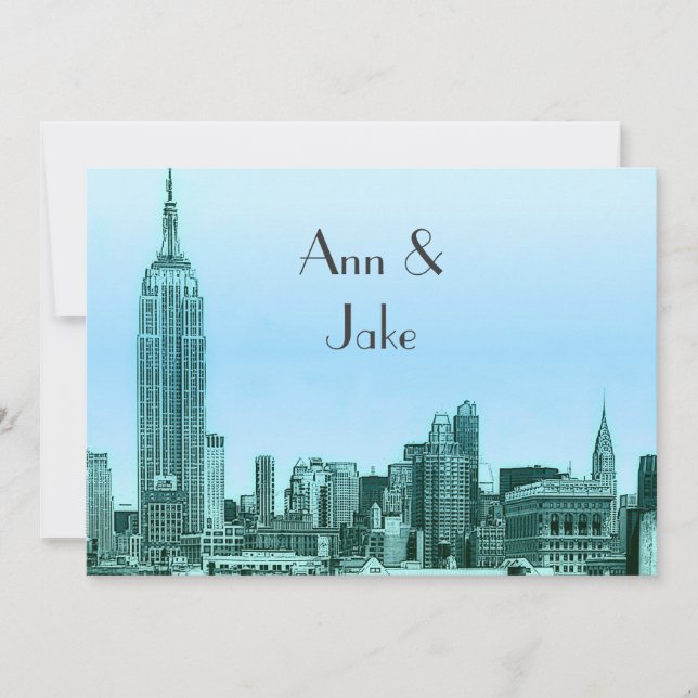 Invitación de boda 2 de horizonte de NYC 01 grabad (Anverso)