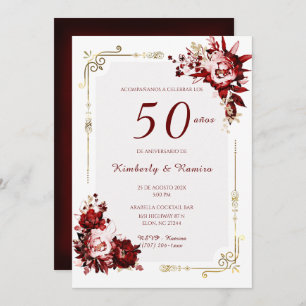 Invitación De Boda 50 Aniversario con encaj vintage