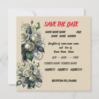 invitación de boda 5x7 crema rosa GUARDA LA FECHA