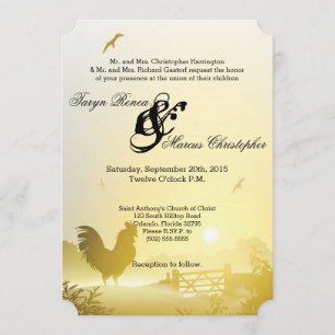 Invitación de boda 5x7 Sunny Morning Farm Country