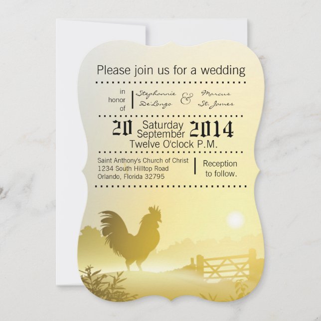 Invitación de boda 5x7 Sunny Morning Farm Country (Anverso)