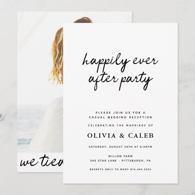 Invitación de boda a la Fiesta Felices para Siempr (Anverso / Reverso)